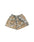 A pair of real tree camouflage patterned day shorts with an elastic waistband and front pockets.