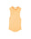 A sunrise yellow ribbed cotton spandex tank top with a crew neck collar and scalloped bottom edge on a white background.